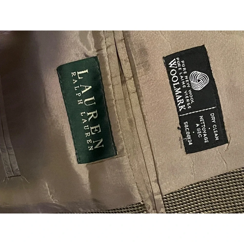 Lauren Ralph Lauren Pure New Wool Blazer Olive Brown Check Sport Coat Canada 42R